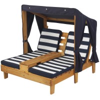 Sezlong Navy din lemn de plaje cu doua locuri pentru copii cu suport de pahare - Double Chaise Lounge Navy Kidkraft Sezlong Navy din lemn de plaje cu doua locuri pentru copii cu suport de pahare - Double Chaise Lounge Navy Kidkraft